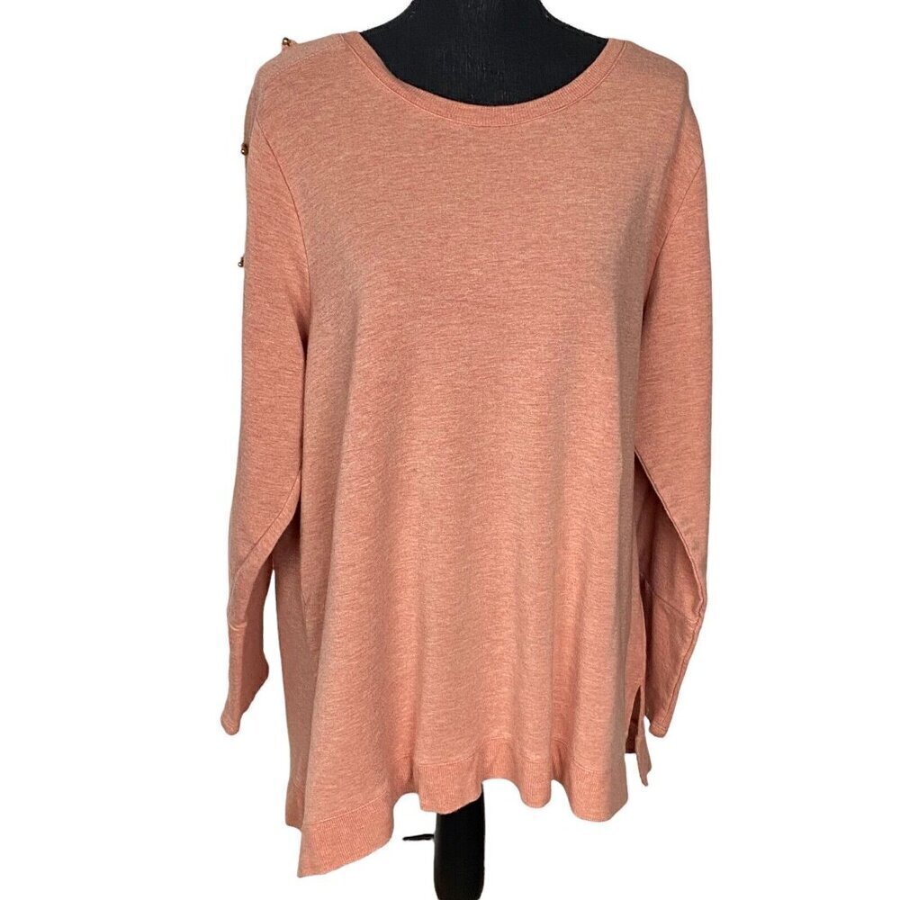 SOFT SURROUNDINGS Sweater Pullover Long Sleeve Peach‎ 1X 7-13